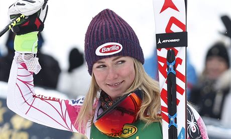 Mikaela Shiffrinov po vtzstv ve slalomu v Mariboru.