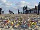 Na pobeí nmeckého severomoského ostrova Langeoog dostaly tisíce plastových...