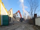 Následky poáru bývalých hal Tatry v Kopivnici (8. ledna 2016).