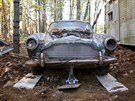 Aston Martin DB4 stál pes 40 let odstavený v lese.