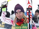 Mikaela Shiffrinová po vítzství ve slalomu v Mariboru.