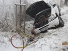 Nehoda dvou osobních voz mezi Dobrukou a Oponem (2.1.2017).