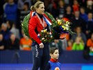 Karolína Erbanová pi medailovém ceremoniálu, práv triumfovala na mistrovství...