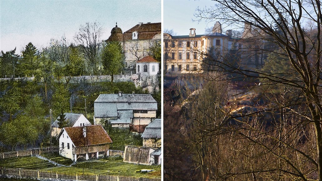 Zahrádky u �eské Lípy kolem roku 1870 a na aktuálním snímku