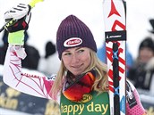 Mikaela Shiffrinov po vtzstv ve slalomu v Mariboru.