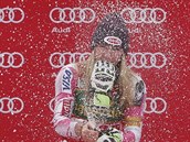 Mikaela Shiffrinov po vtzstv ve slalomu v Mariboru.