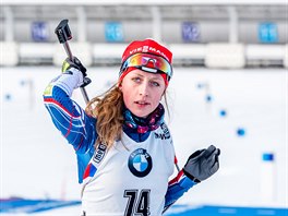 Jessica Jislová bhem nástelu ped sprintem v Oberhofu