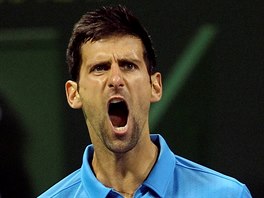 Novak Djokovi a jeho radost ve finle turnaje v Dauh.