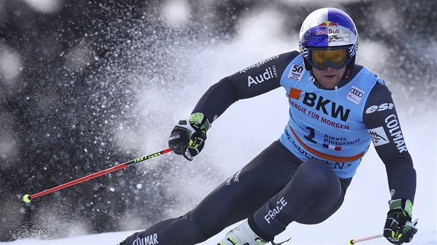 Alexis Pinturault v obm slalomu v Adelbodenu.