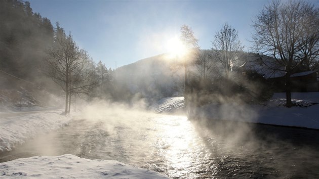 Pohled na řeku Svratku (7.1.2016).