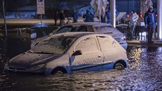 Záplavy ve městě Wismar na severu Německa (4. ledna 2017)