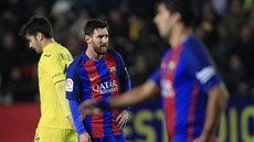 Lionel Messi krátce po nepromnné anci v utkání Barcelony na hiti...