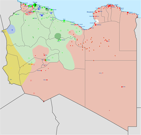 Politick situace v Libyi k 7. prosinci 2016. Vlda nrodn jednoty a spojenci...