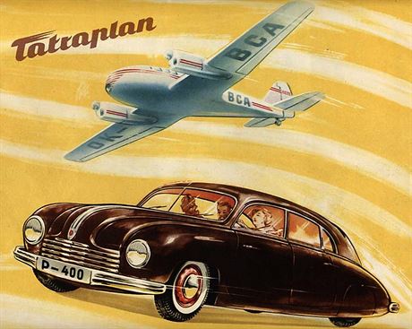 Tatraplan se na prospektech asto zobrazoval spolen s letadlem (viz tatrapln...