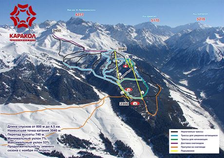 Mapa lyaskho arelu Karakol v Kyrgyzstnu