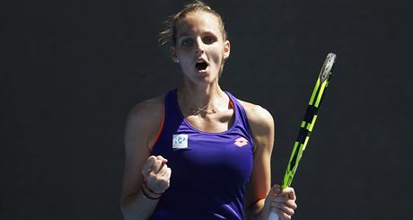 eská tenistka Kristýna Plíková se raduje z postupu do 3. kola Australian Open,