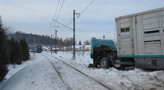 Stet vlaku s náklaákem u Letohradu skonil bez zranní.