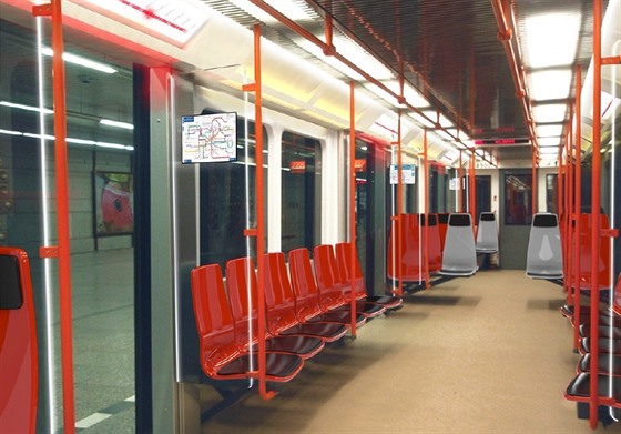 Nové sedaky plastové sedaky ve vozech metra podle návrhu ateliéru architekta...