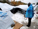 Provizorní obydlí v uprchlickém táboe Moria na ostrov Lesbos (10. ledna 2017)