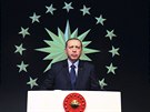 Turecký prezident Recep Tayyip Erdogan bhem projevu k píleitosti otevení...