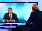 Andrej Babi v poadu iDNES.tv Rozstel. Zády moderátor a éfredaktor MF DNES...