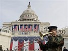 Zkouka vojenské kapely na inauguraci Donalda Trumpa ped Kapitolem ve...