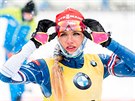 Gabriela Koukalová pi nástelu ped sprintem v Ruhpoldingu