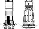 Srovnání raket Saturn 5 (vlevo) a N-1 (vpravo).