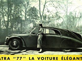 Francouzská reklama na aerodynamický vůz Tatra 77