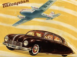 Tatraplan se na prospektech často zobrazoval společně s letadlem (viz tatraplán...