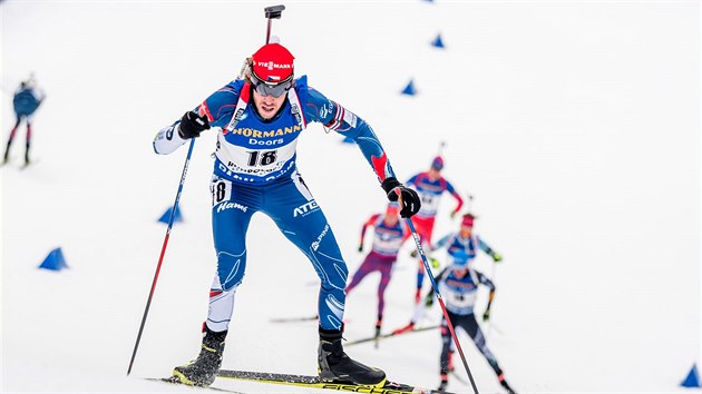 esk biatlonista Jaroslav Soukup na trati sprintu v Ruhpoldingu.