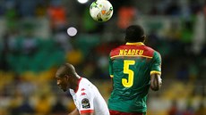 Michael Ngadeu Ngadjui, obránce kamerunské reprezetnace, v akci během zápasu s...