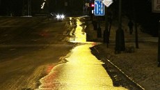 Havárie vody v Libuské ulici v Praze (10. ledna 2017)