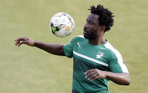 Wilfried Bony z Pobeí slonoviny na pedzápasovém tréninku