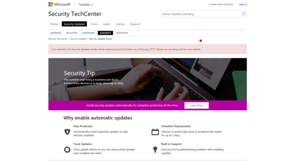 Nový web Security Updates Guide (SUG), kde budou mimo jiné zveejovány...