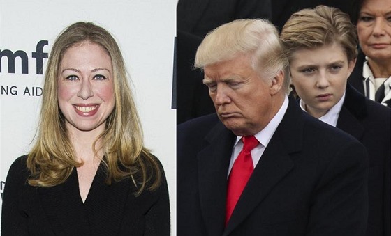 Chelsea Clintonová, Donald Trump a jeho syn Barron