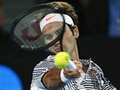 výcarský tenista Roger Federer hraje na Australian Open s Tomáem Berdychem.