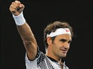 JÁ JSEM VÍTZ. výcarský tenista Roger Federer ve 3. kole Australian Open proti...