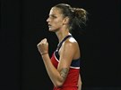 eská tenistka Karolína Plíková vítzn gestikuluje v osmifinále Australian...