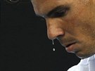 Detail zachycuje, jak se panlský tenista Rafael Nadal v semifinále Australian...