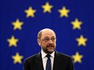 Martin Schulz pi projevu v Evropském parlamentu.