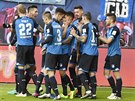 Fotbalisté Hoffenheimu oslavují vstelený gól, s íslem 3 se raduje i Pavel...