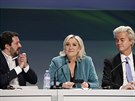 Evropští nacionalisté - Matteo Salvini, Marine Le Pen a Geert Wilders (21....