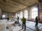 Probíhající rekonstrukce historické budovy Národního muzea (24.1.2017).