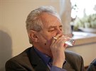 Prezident Milo� Zeman se se�el na Slov�ck�m statku na Hodon�nsku se �leny sv�...