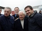 Prezident Milo� Zeman se se�el na Slov�ck�m statku na Hodon�nsku se �leny sv�...