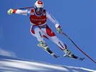 výcarský lya Beat Feuz v superobím slalomu v Kitzbühelu.