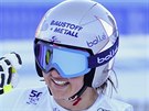 Rakouská lyaka  Stephanie Venierová v cíli superobího slalomu v Ga-Pa.