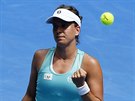 Barbora Strýcová se na Australian Open raduje z povedeného úderu.