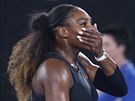 Serena Williamsová se raduje po finále Australian Open.